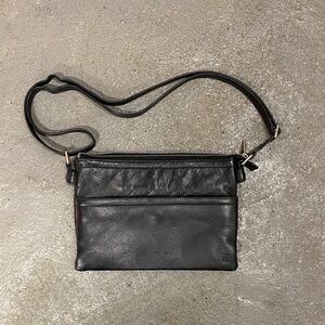 Classic Black Leather Crossbody Bag - Women's Shoulder Purse
